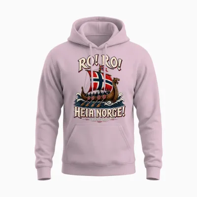 Ro Ro Heia Norge Viking Row Norwegian Soccer Fan Unisex Hoodie - Light Pink