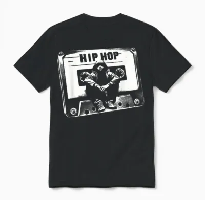 Vintage Cassette Tape Hip Hop Music 80s 90s Retro Graphic Unisex T-Shirt - Black