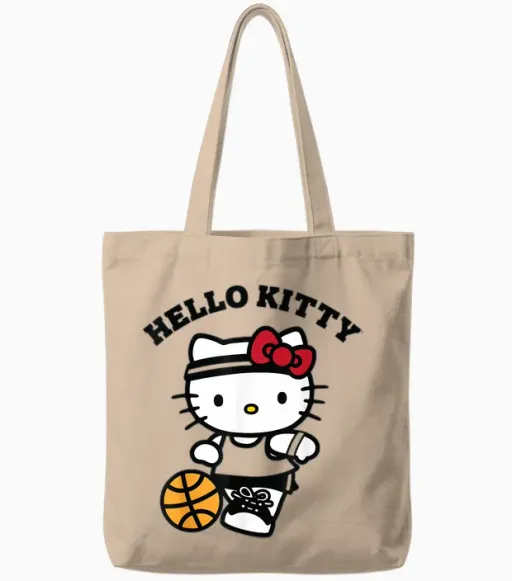 Hello Kitty Unisex Kids Basketball T-Shirt, Blue, Small Tote Bags - Natural