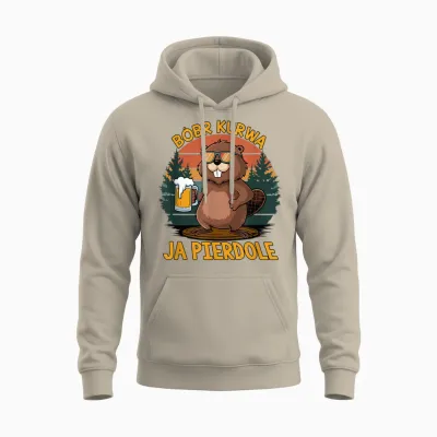 Bober Kurwa Meme Poland Beaver Yes Pierdole Bobr Unisex Hoodie - Sand