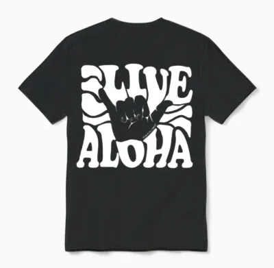 Vintage Live Aloha State Hawaiian Islands Shaka Unisex T-Shirt - Black
