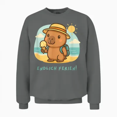 Endlich Ferien! Lustiges Geschenk Schulferien Urlaub Kinder Unisex Sweatshirt - Graphite Heather