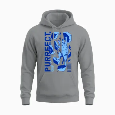 Purrfect Grip Cat Klettern Abenteuer Unisex Hoodie - Sport Grey