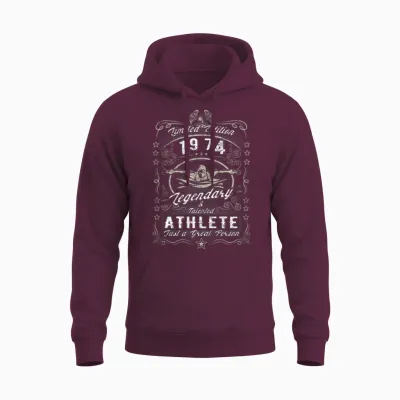 Vintage 1974 Swimmer Birthday Gift Sport Hobby Unisex Hoodie - Maroon