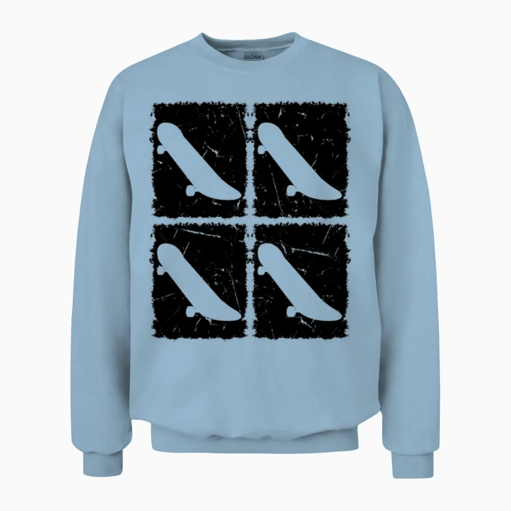 Retro Skateboarding Retro Skateboard Unisex Sweatshirt in Light Blue