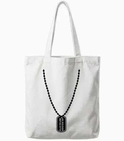 Dog Tag Tote Bags - White