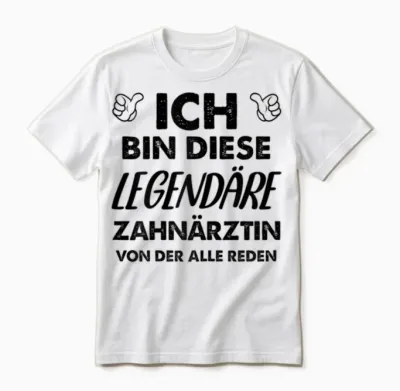 T-Shirt with German Text "ich Bin Diese Legendäre Zahnärztin" [ Unisex T-Shirt - White