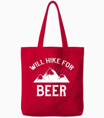 Will Hike for Beer Tote Bags - Red