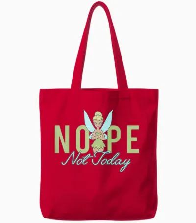 Disney Peter Pan Tinker Bell Nope Not Today Short Sleeve Tote Bags - Red