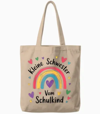 Kleine Schwester Vom Schulkind Regenbogen Geschwister Kinder Tote Bags - Natural