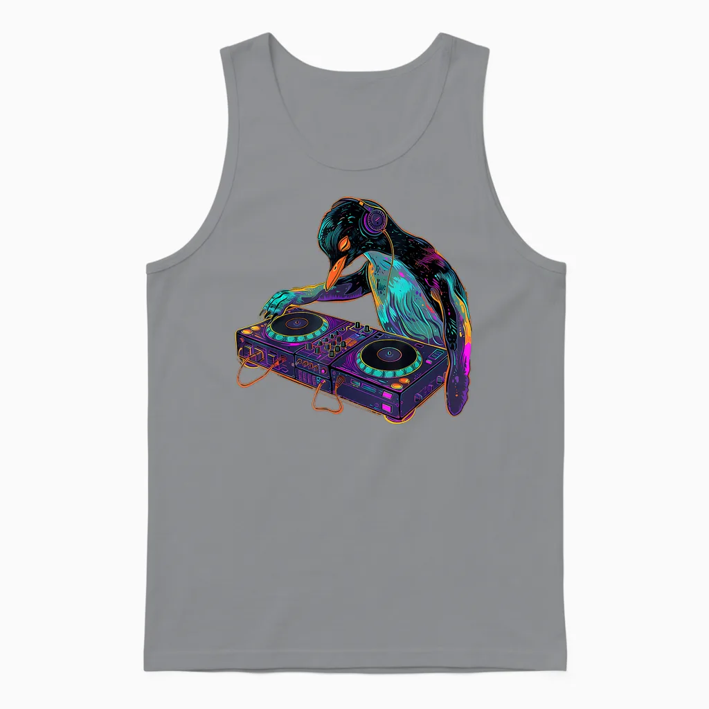 Pinguin Musik Dj House Musik Artwork Plattenspieler Dj Pinguin Unisex Tank Top in Sport Grey
