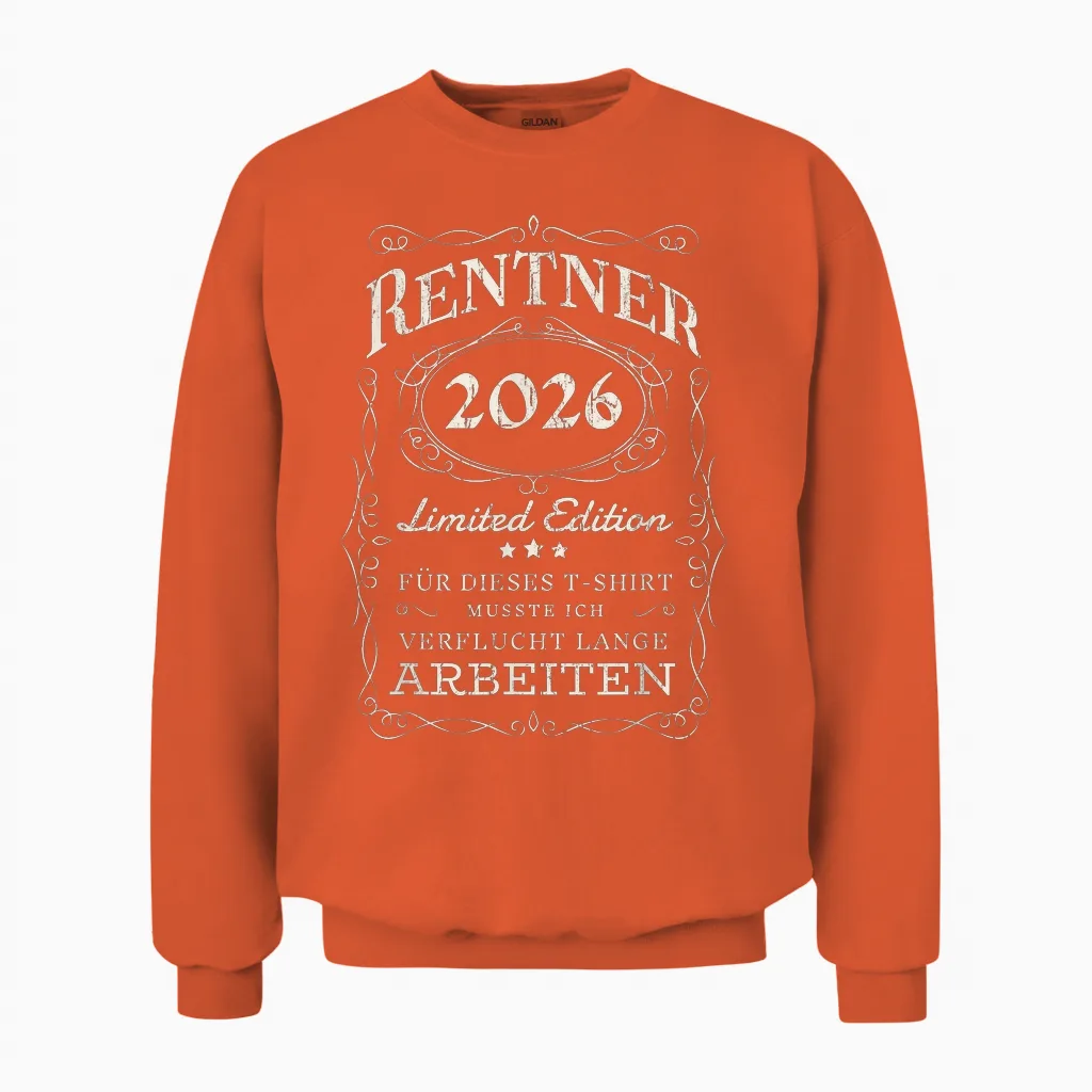 Rentner 2026 Pension Ruhestand Geschenk Vintage Rentner Unisex Sweatshirt in Orange