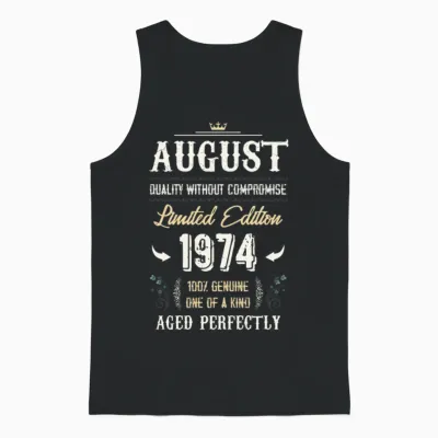 August 1974 Vintage Birthday Present Unisex Tank Top - Black