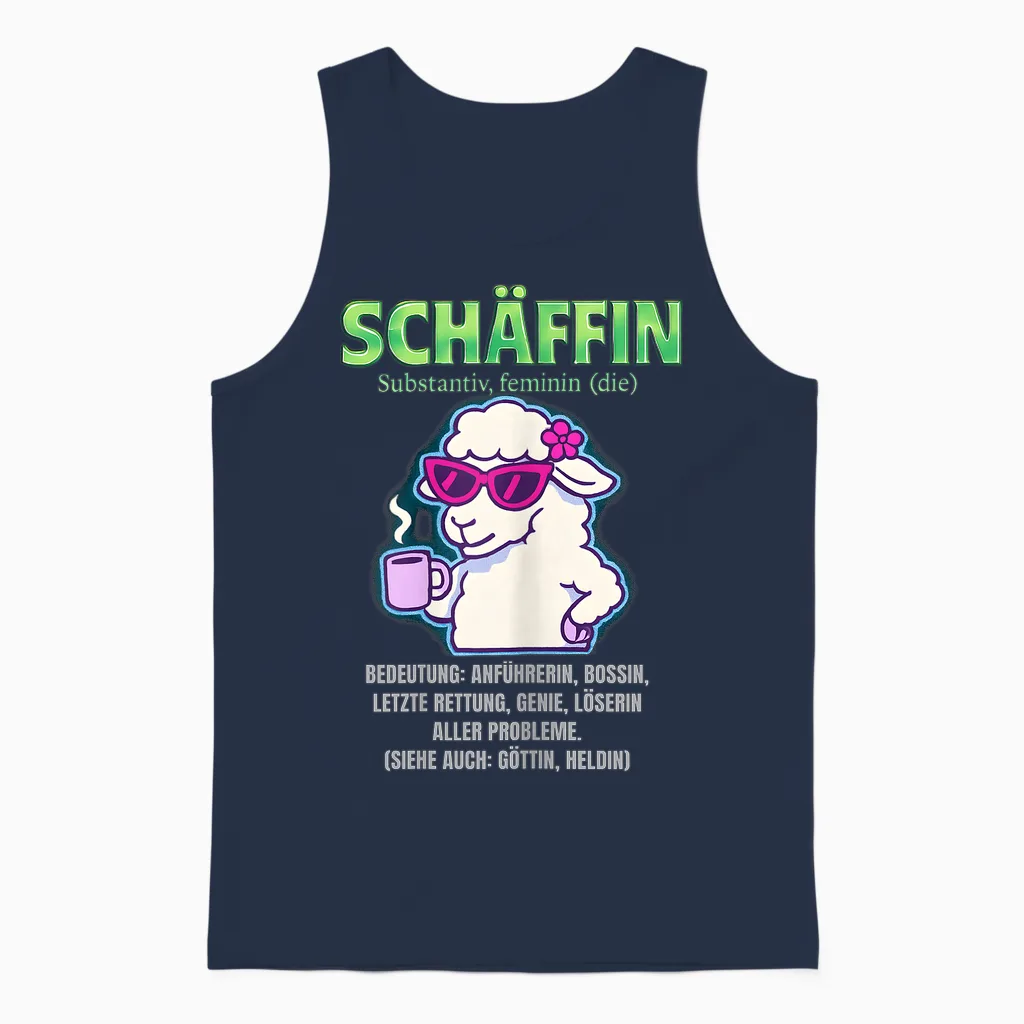 Sheep Definition Funny Sheep Unisex Tank Top in Navy