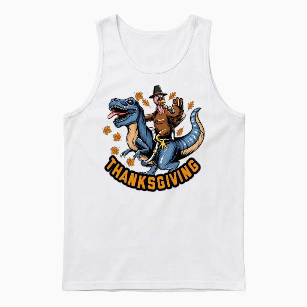 Funny Thanksgiving Holiday Funny Turkey Unisex Tank Top in White