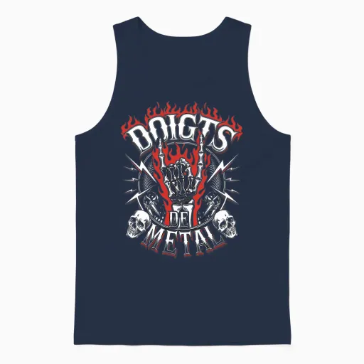 Doigts De Metal Cadeau Heavy Ultra Hardrock Vomit Humour T-Shirt Haut De Gamme Unisex Tank Top - Navy