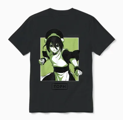 Avatar the Last Airbender Toph Beifong Earthbending Master T-Shirt, Grey, S Unisex T-Shirt - Black