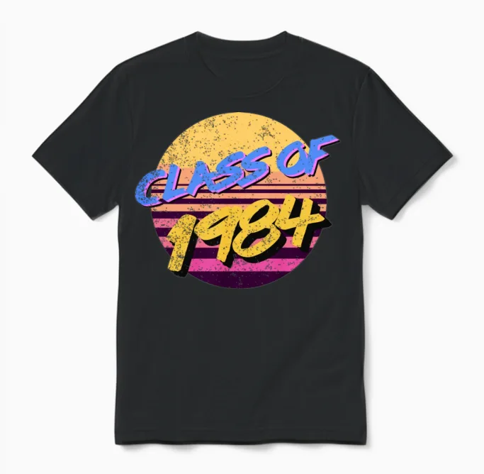 80s Style 36th Class Reunion Class of 1984 Unisex T-Shirt in Black