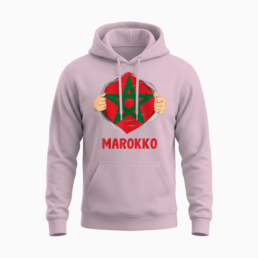 Marokko Flagge Marokkaner Marokkanische Flagge Unisex Hoodie in Light Pink