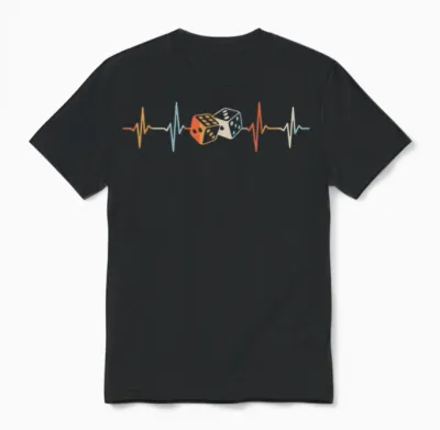 Dice Game Evening Heartbeat Dice T-Shirt, Black Unisex T-Shirt - Black