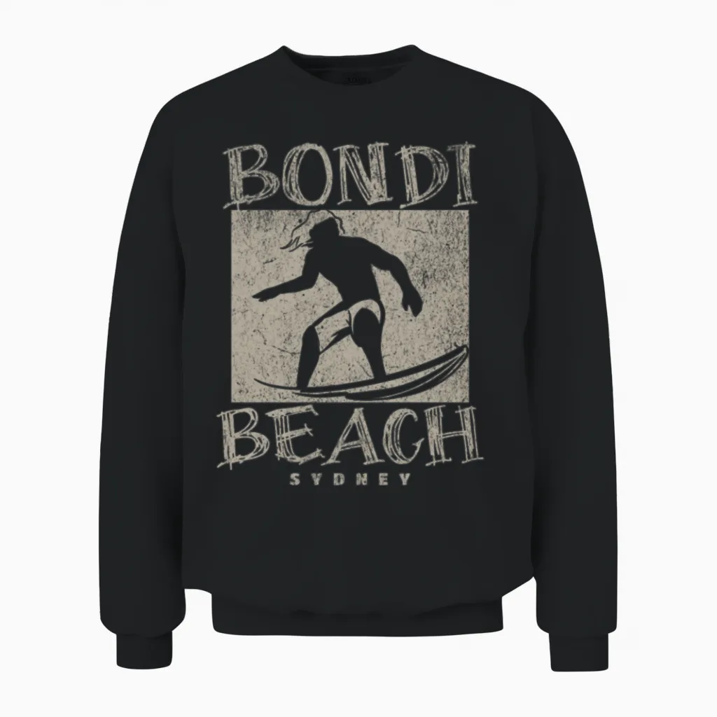 Bondi Beach Summer & Gift Unisex Sweatshirt in Black