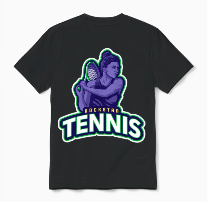 Tennis Rockstar Unisex T-Shirt in Black