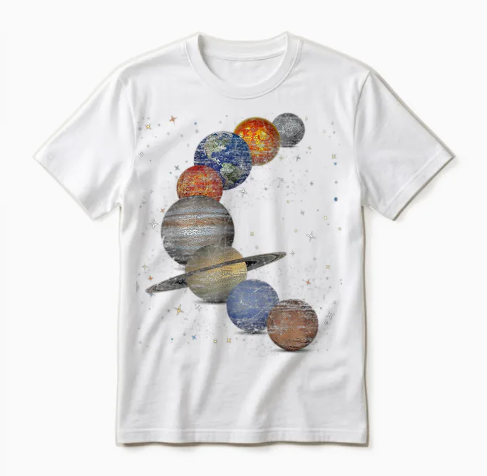 Galaxy Planets Sun Universe Outer Space Science Unisex T-Shirt in White