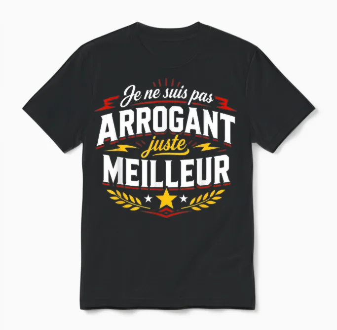 Humour Drôle Citation Ego Je Ne Suis Pas Arrogant Unisex T-Shirt in Black