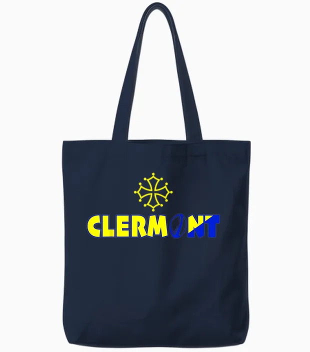 Pride Gift Rugby Clermont Supporter Player Yellow and Blue T-Shirt, Black, S Tote Bags in Navy