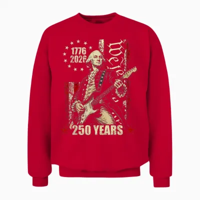 250 Years Still Rocking George Washington Playing Guitar Unisex Sweatshirt - Red
