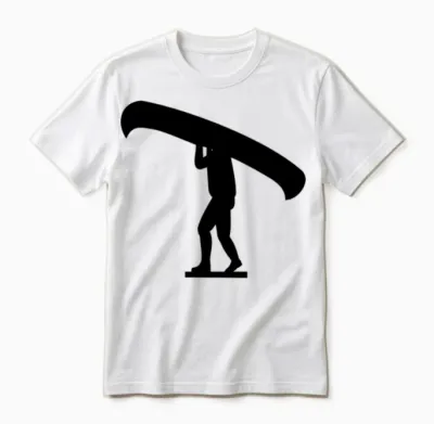 Man Carrying Canoe Unisex T-Shirt - White