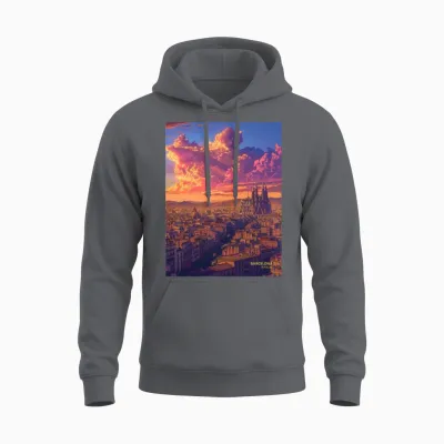 Sunset in Barcelona Spain Unisex Hoodie - Charcoal
