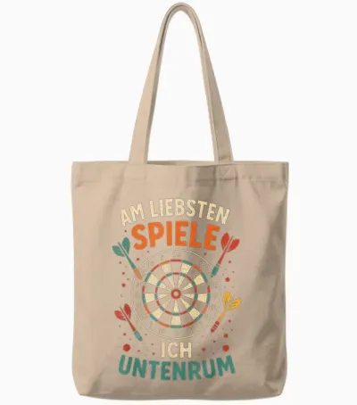 Am Liebsten Spiele Ich Untenrum - Darten Dart Tote Bags - Natural