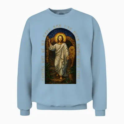 Jesus Kommt Aus Meiner Höhle Und Mir Geht Es Gut Unisex Sweatshirt - Light Blue