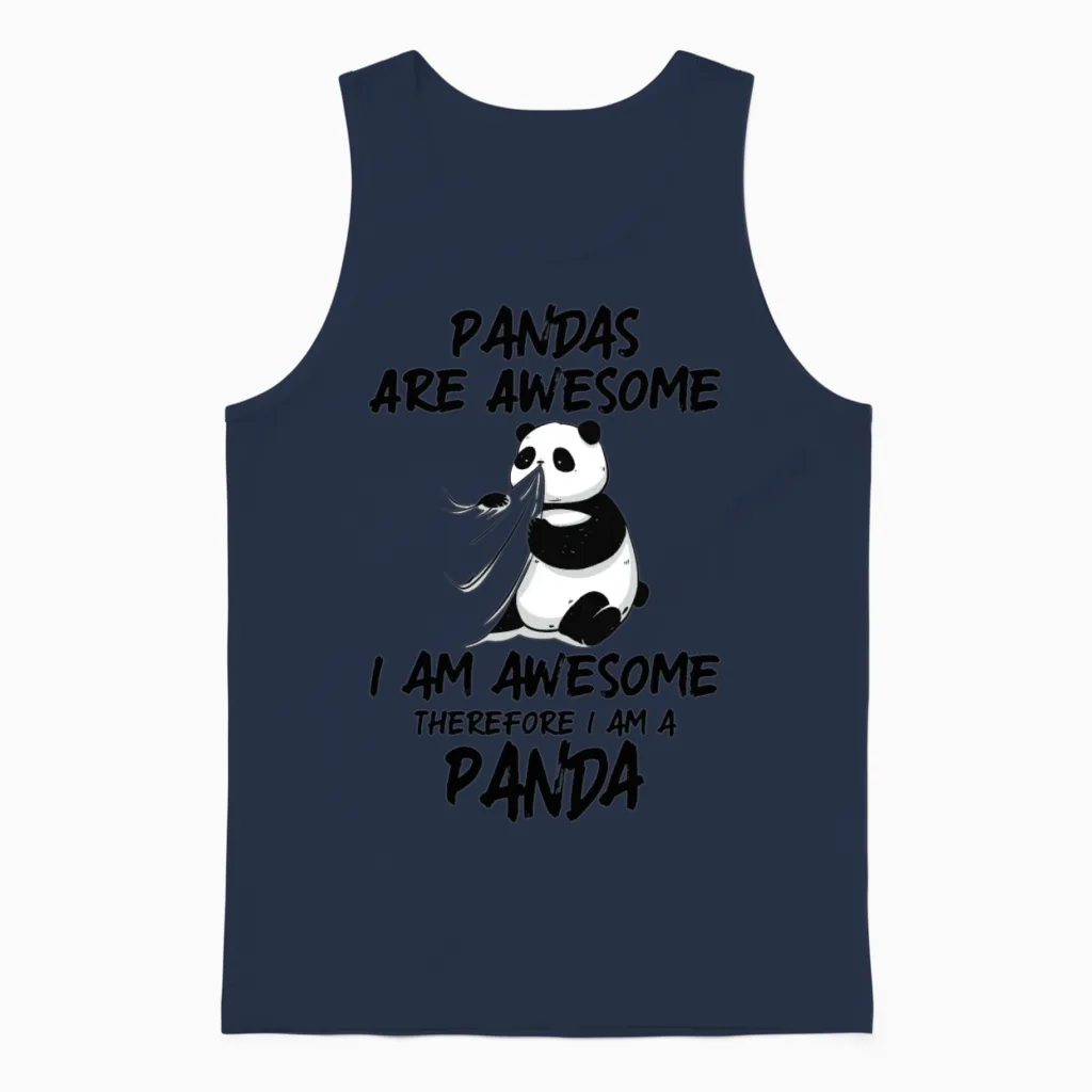 Panda Shirt Pandas Are Awesome Panda Bear Unisex Tank Top in Navy