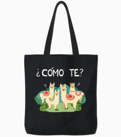 Funny Spanish Como Te Llama Llama Tote Bags - Black
