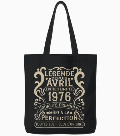 April 1976 - 49 Years Anniversary Gift Vintage 1976 T-Shirt, Black, S Tote Bags - Black