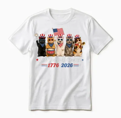 250 Years of America Cats Patriotic Cat 4th of July Cat Unisex T-Shirt - White