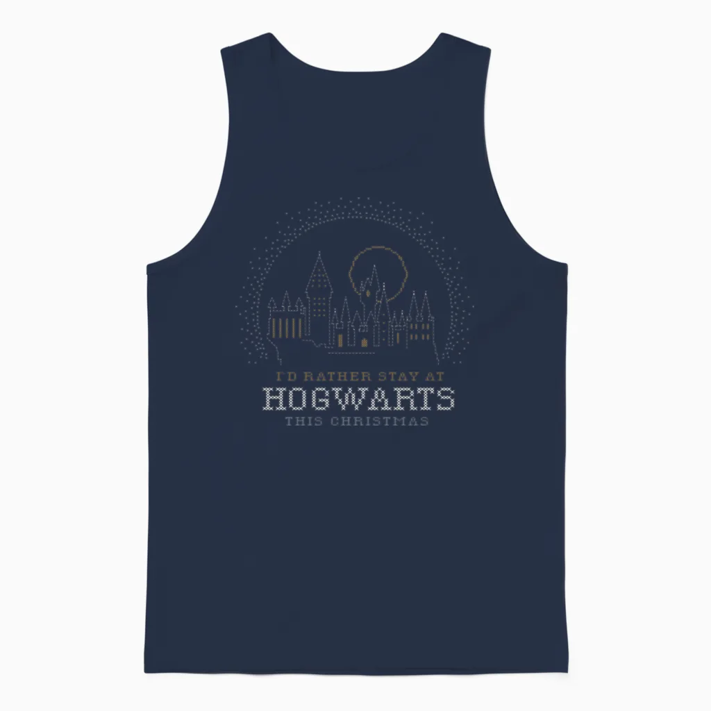 Harry Potter Hogwarts at Christmas Unisex Tank Top in Navy