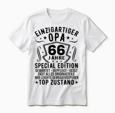66th Birthday Man Unique Grandpa 66 Years Men's T-Shirt, Gray Unisex T-Shirt - White