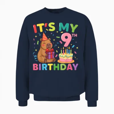 Es Ist Mein 9. Geburtstag Capybara, 9 Jahre, Junge, Mädchen, Cappy Bday Unisex Sweatshirt - Navy