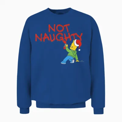 The Simpsons Christmas Bart Graffiti Not Naughty V2 Unisex Sweatshirt - Royal