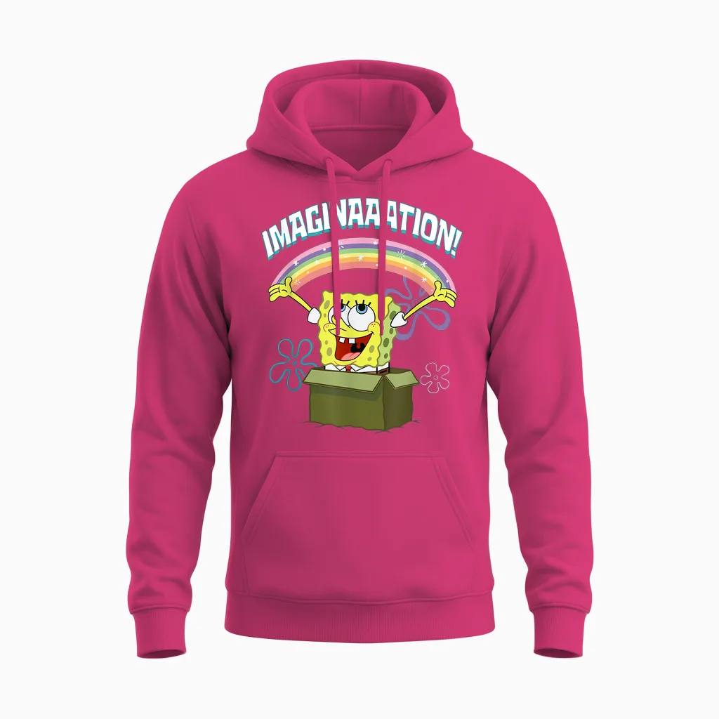 Mademark X Spongebob Squarepants - Spongebob Squarepants Imaginaaation Box Funny Unisex Hoodie in Heliconia