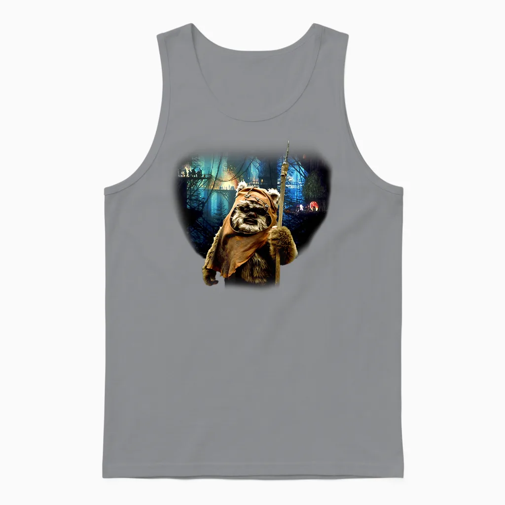 Star Wars Tree Village Wicket Ewok Graphic T-Shirt, Grey, S Unisex Tank Top in Sport Grey
