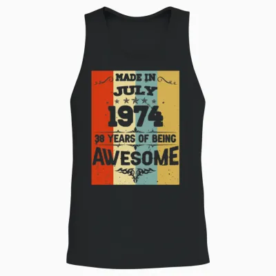 July 1974 Vintage Birthday Present Unisex Tank Top - Black