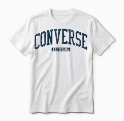 Converse Louisiana La College University Style Blue Unisex T-Shirt - White