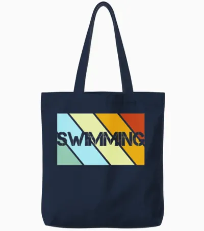 Swimming Retro Tote Bags - Navy