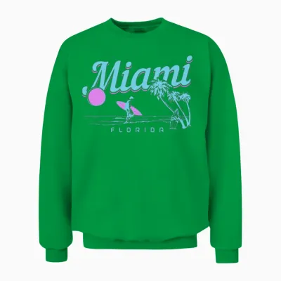 Miami Beach Florida Surfer Unisex Sweatshirt - Irish Green
