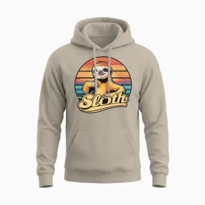 Funny Sloth Retro Vintage Unisex Hoodie - Sand