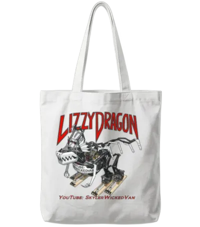 Lizzy Dragon with Youtube Channel Tote Bags - White